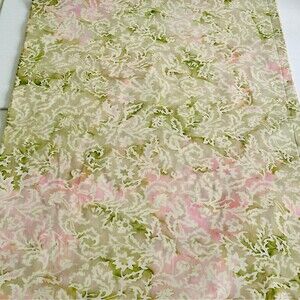 Flower & Leaves Batik Cotton Pinks & Green Sage 23" x 45"